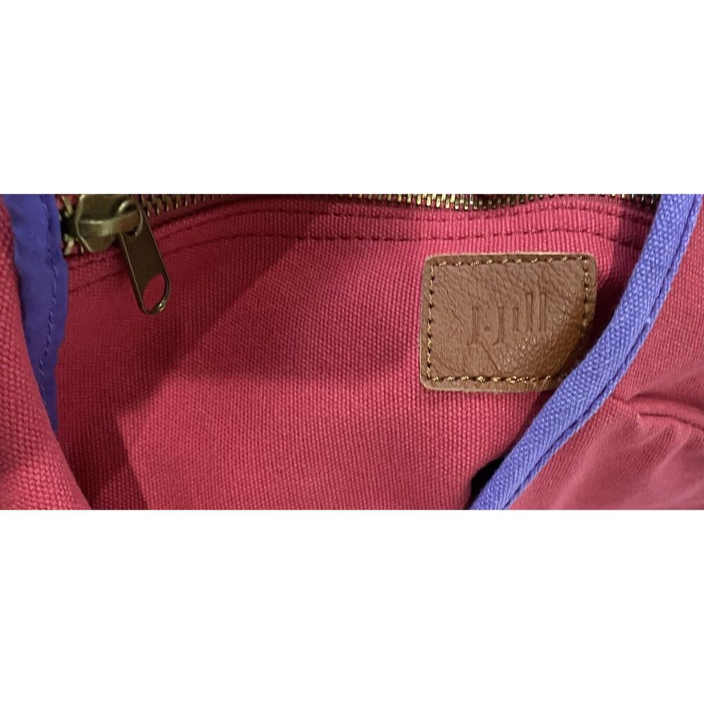 J.Jill Large Tote Bag Rope Handles Purple Pink Cotton Canvas Travel Beach - Picture 13 of 15